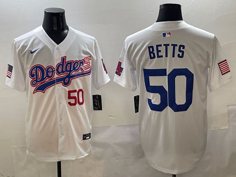Men Los Angeles Dodgers #50 Betts White Second generation Joint Name Nike 2025 MLB Jersey style 3->oakland raiders->NFL Jersey